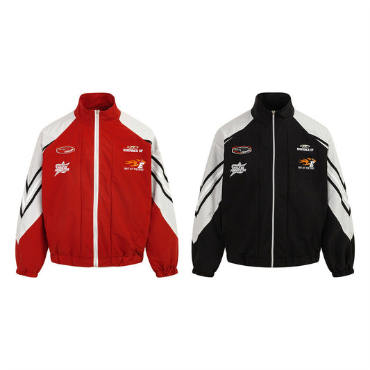Motorcycle Racing Suit Jacket Stitching Contrast Color Design Sense Men LadyShow.Store