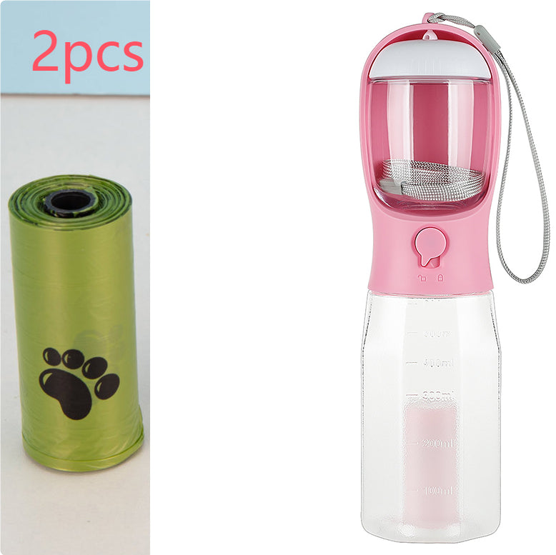 Portable Cat Dog Water Bottle Food Feeder Drinker Poop Dispenser 3 In 1 Leak-proof Multifunctional Dog Water Bottle Pet Products Pets Fashion