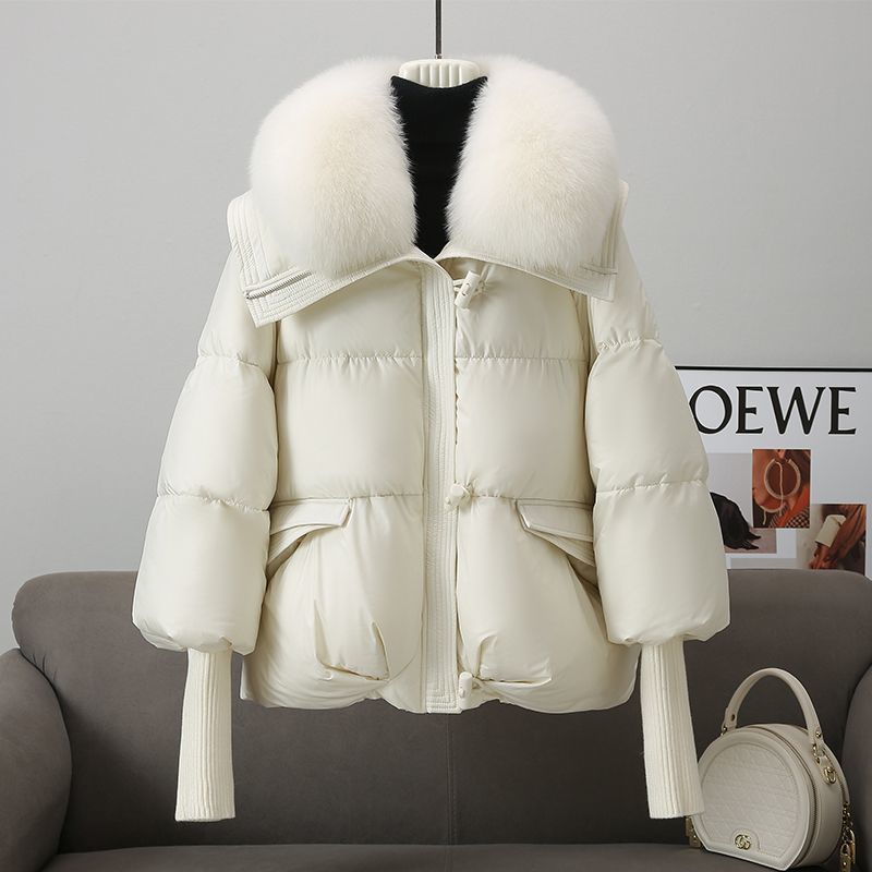 Down Cotton-padded Jacket Women's Short Fur Collar Thickened Coat Winter Clothing LadyShow.Store