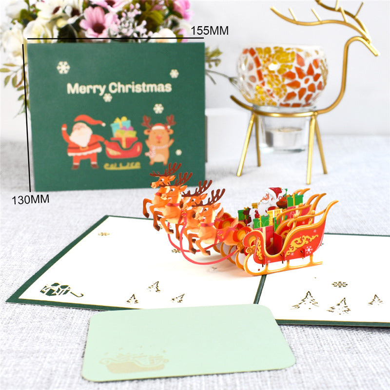 3D Merry Christmas Cards Christmas Tree Winter Gift Pop-Up Cards Christmas Decoration Stickers CJD