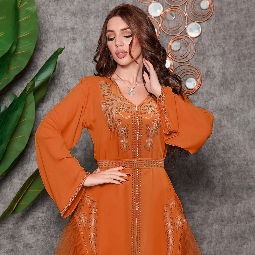 Middle East Diamond Beaded Dress Dress Women NorixaFashion.com