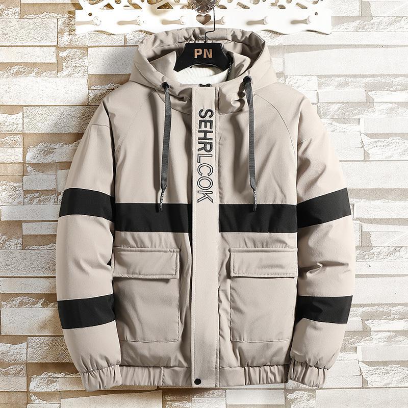 Winter men's thick warm hooded cotton clothes Korean version