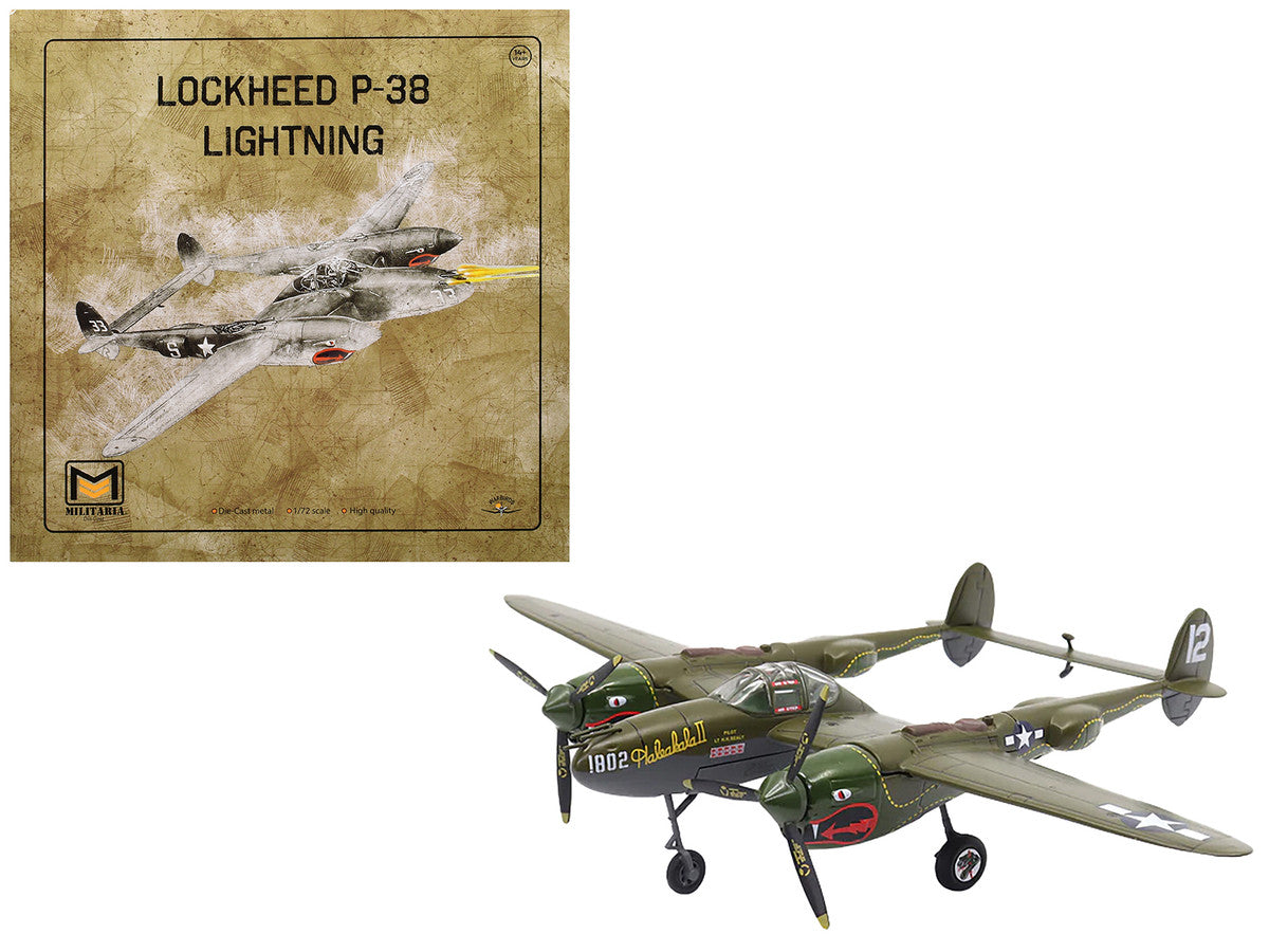 Lockheed P-38 Lightning Fighter Aircraft "Haleakala II 80th FG 459th FS Twin Dragons" (1944) United States Army Air Forces 1/72 Diecast Model by Militaria Die Cast LuxuryLifeWay Online Store