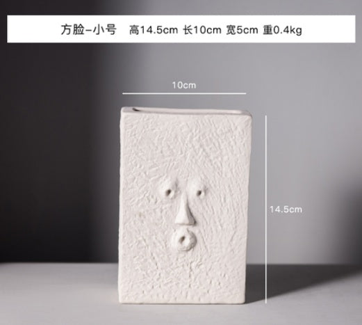 Nordic Style Modern Face Mask Ceramic Vase Home Decoration Flower Vases Head Matte Table Flower Vase for Wedding Decoration Prop PearlNestDecor.com
