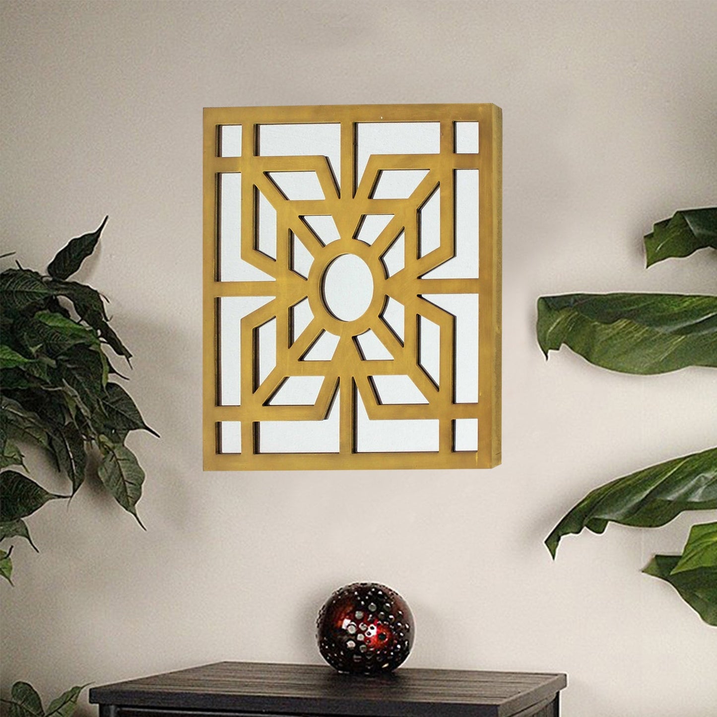 24" X 24" X 1" Bright Gold Mirrored Wooden  Wall Decor LuxuryLifeWay Online Store