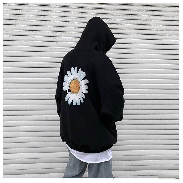 Daisy print hooded sweatshirt