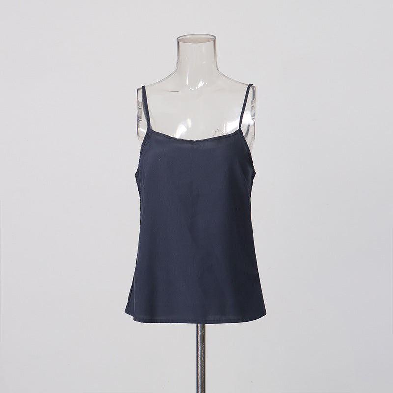 Navy Organza Bow Neck Drawstring Waist Sheer Long Sleeve Blouse NorixaFashion.com