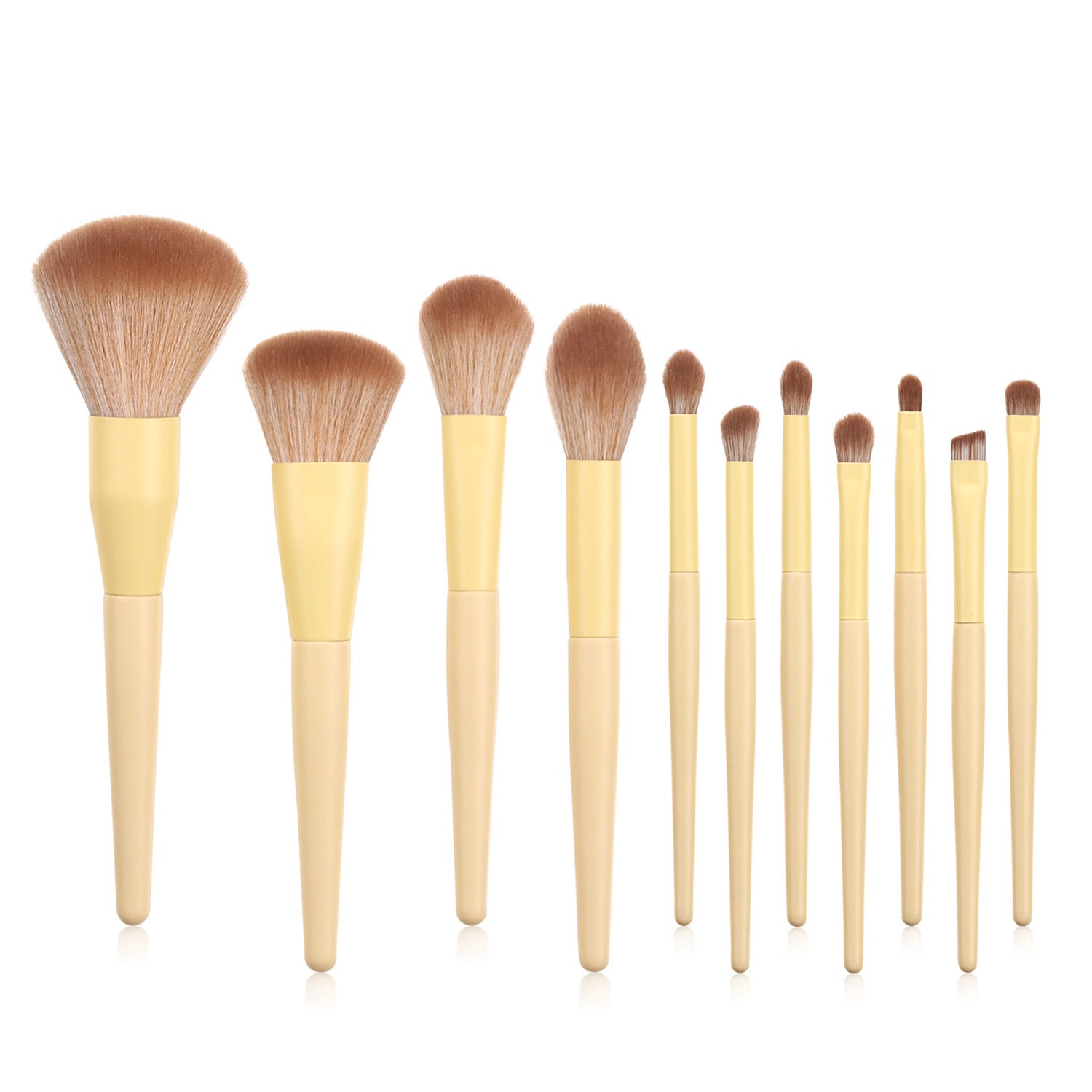 11 makeup brushes yellow set LadyShow.Store