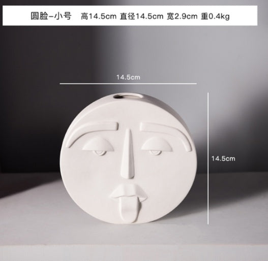 Nordic Style Modern Face Mask Ceramic Vase Home Decoration Flower Vases Head Matte Table Flower Vase for Wedding Decoration Prop PearlNestDecor.com