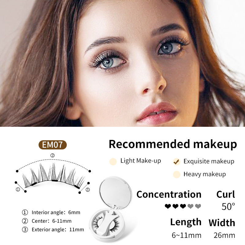 Magnetic False Eyelashes Integrated Storage Box Glue-free Magnet False Eyelashes Natural Makeup Tools With Applicater LadyShow.Store