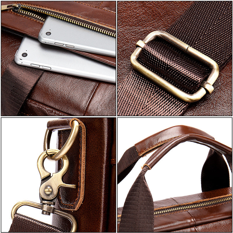 Leather Retro Casual Briefcase Light Business CJD
