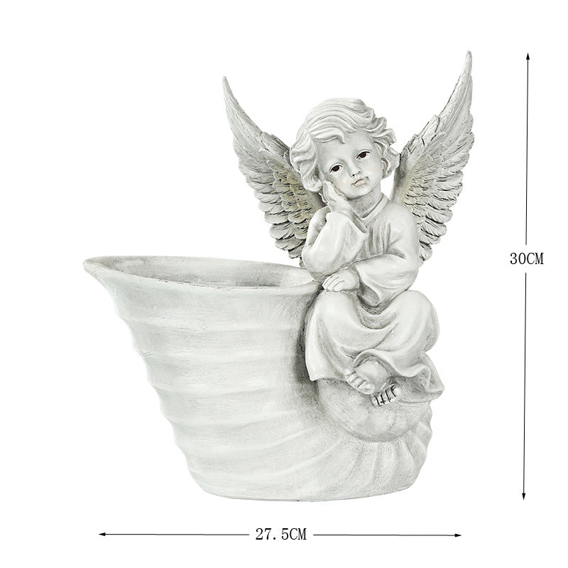 Garden Decoration Angel Flower Cylinder Sculpture PearlNestDecor.com