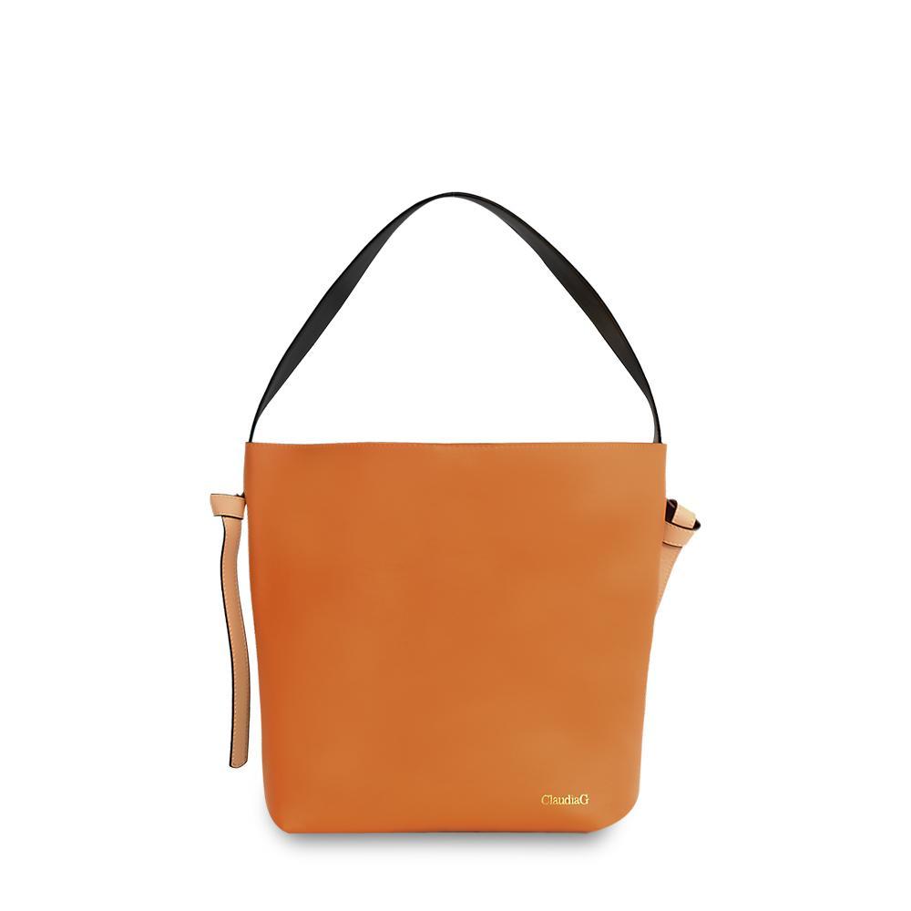Versa Leather Tote -Orange/Black LadyShow.Store