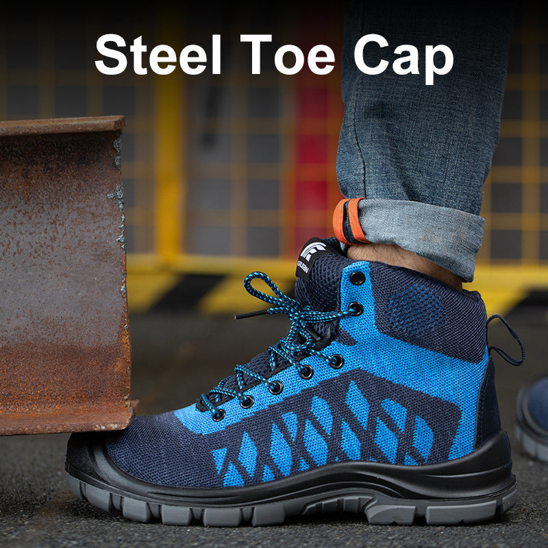 Anti - Hit Anti - Piercing Labor Protection Shoes High Help Fly Woven Best YouTube Store
