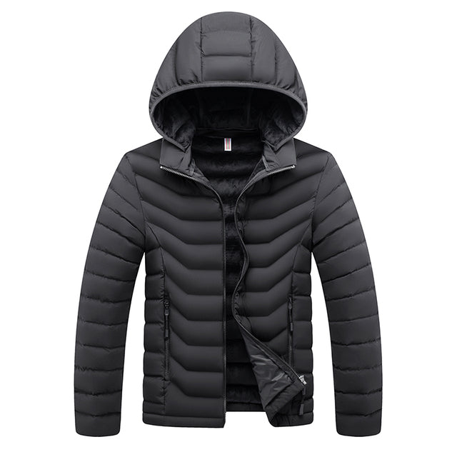 Men's Winter Casual Hooded Parka Jacket with Detachable Hat Pi-Mart