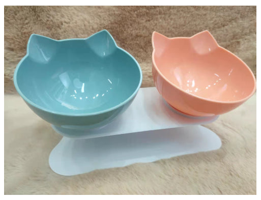 New Inclined Food Cat Ear Oblique Mouth Transparent Single Pet Bowl Pets Fashion
