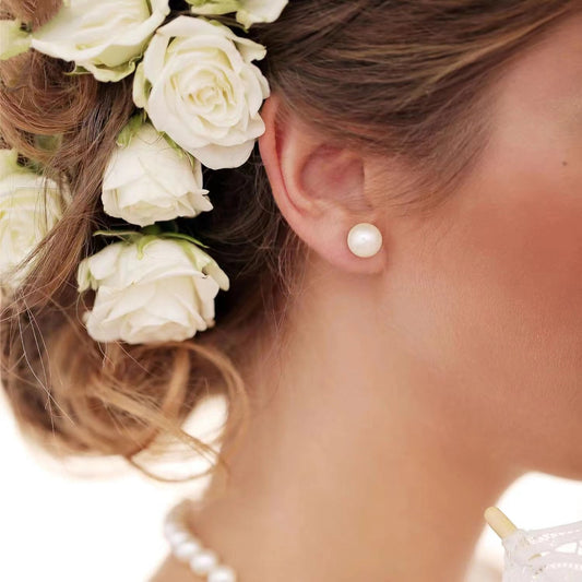 S925 Sterling Silver Needle Natural Freshwater Pearl Ear Studs CJD