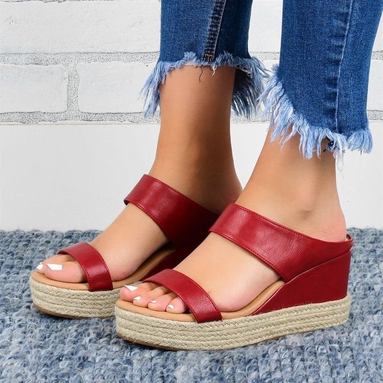 European And American Wedge Slippers Hemp Rope Ladies Casual Flat Sandals LadyShow.Store