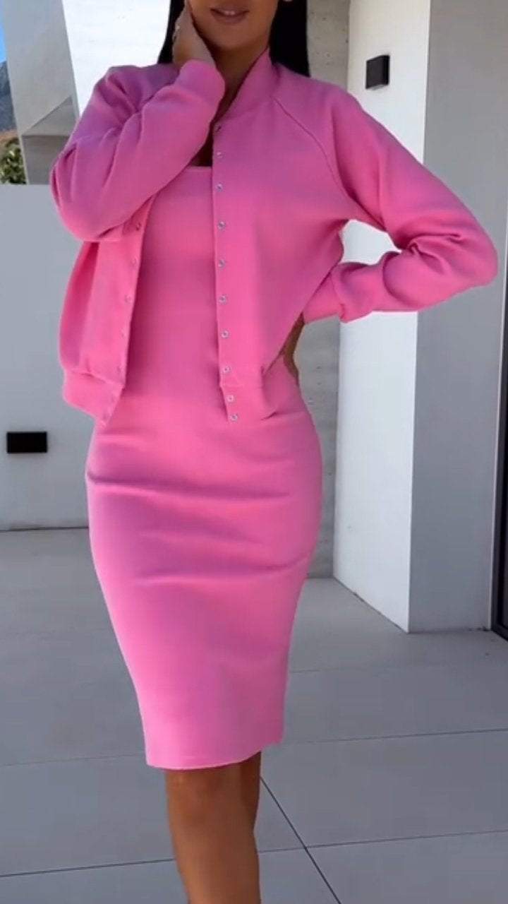 2026 European And American Cross Border Best Selling Autumn-winter New Style Dress And Jacket Women's Two Piece Set NorixaFashion.com