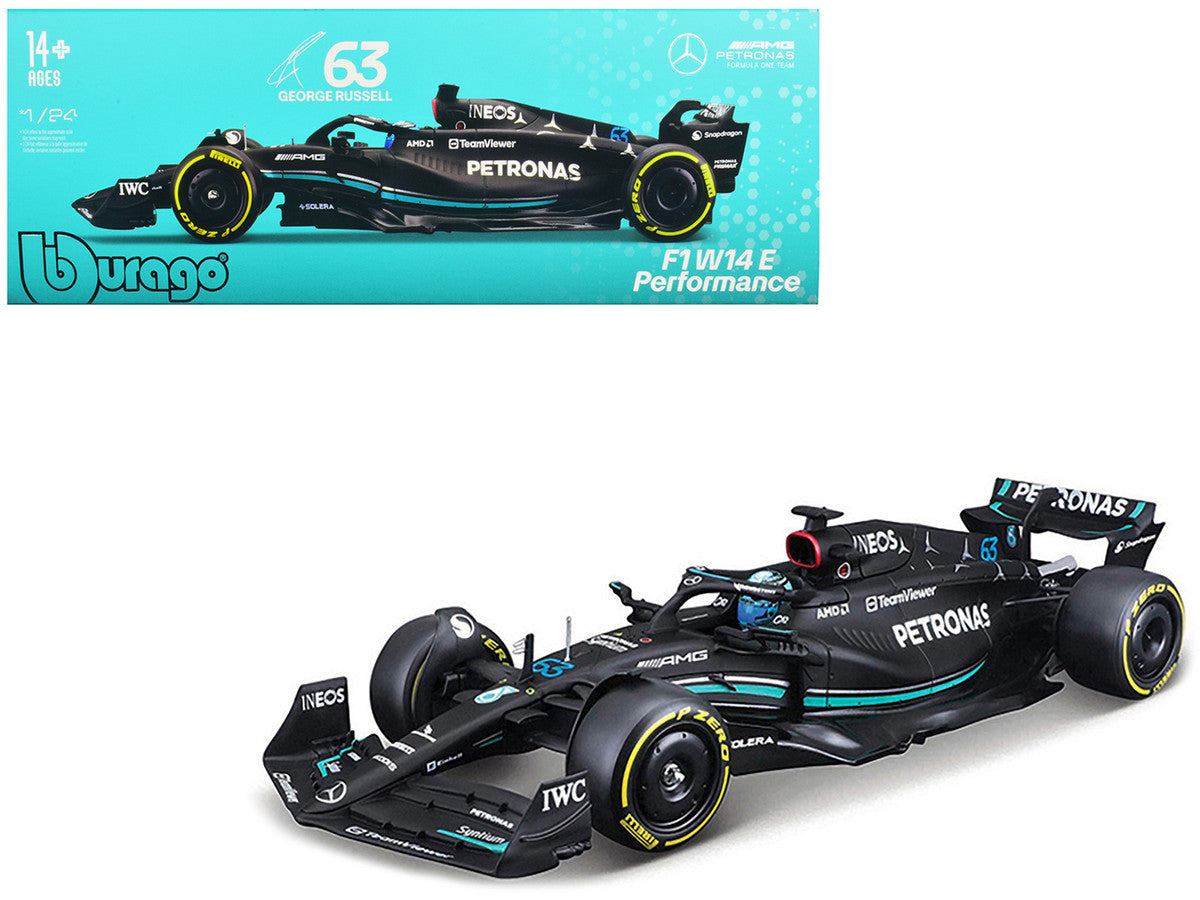 Mercedes-AMG F1 W14 E Performance #63 George Russell "Petronas" Formula One F1 "World Championship" (2023) 1/24 Diecast Model Car by Bburago LuxuryLifeWay Online Store