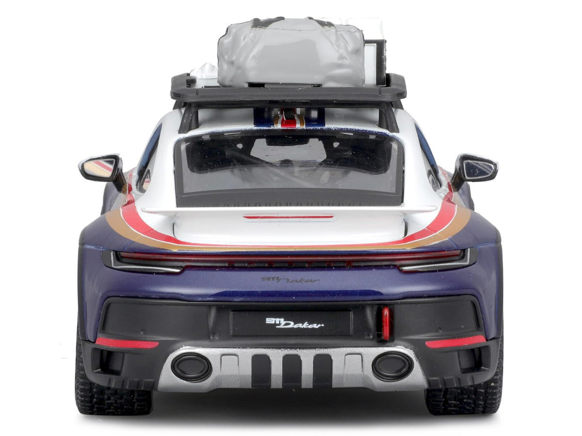 Porsche 911 Dakar #953 "Roughroads Porsche" Blue and White with Stripes and Roof Rack "Race" Series 1/24 Diecast Model Car by Bburago LuxuryLifeWay Online Store