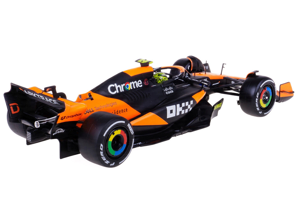 McLaren MCL38 #4 Lando Norris "OKX" Winner Formula One F1 "Miami GP" (2024) with Display Case 1/24 Diecast Model Car by Bburago LuxuryLifeWay Online Store