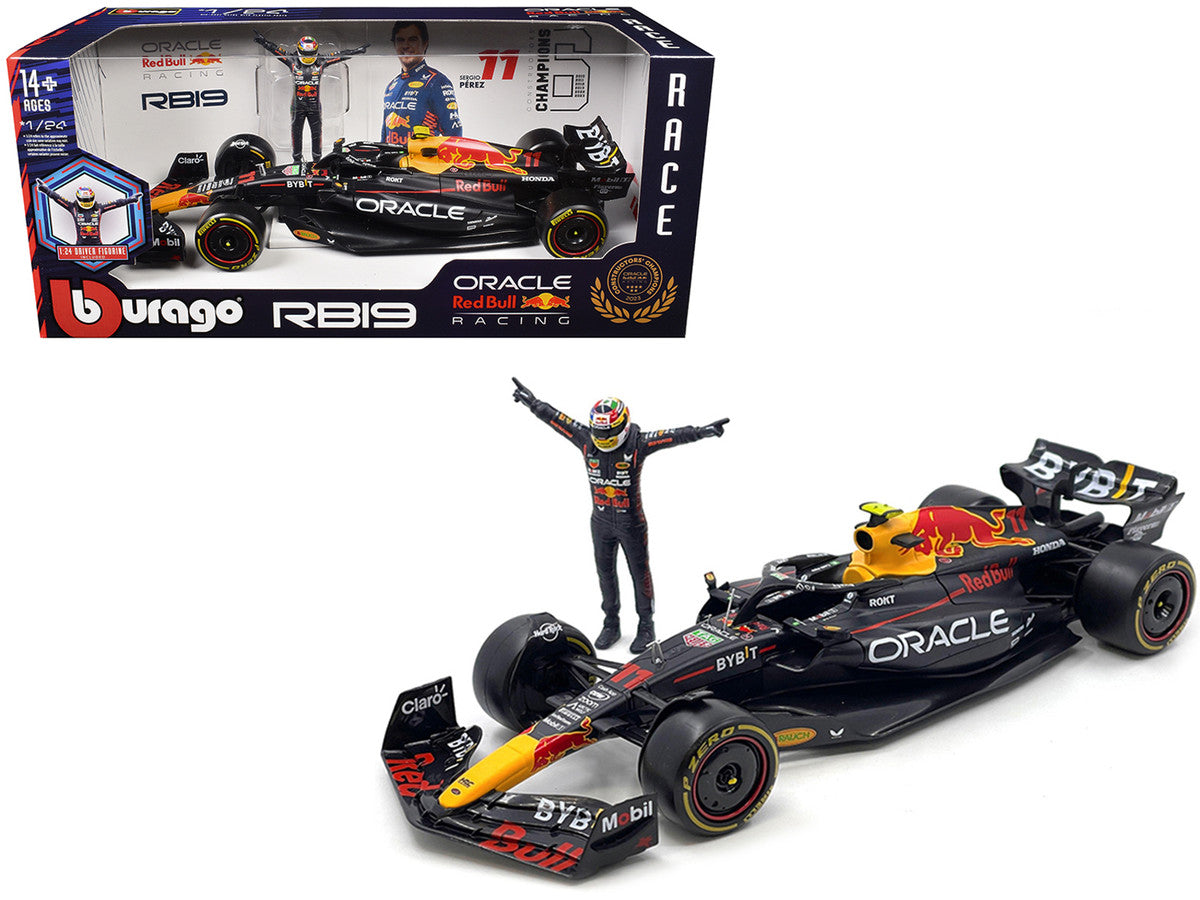 Red Bull Racing RB19 #11 Sergio Perez "Oracle" Formula One F1 Championship "Constructor Champions" (2023) with Driver Figure 1/24 Diecast Model Car by Bburago LuxuryLifeWay Online Store