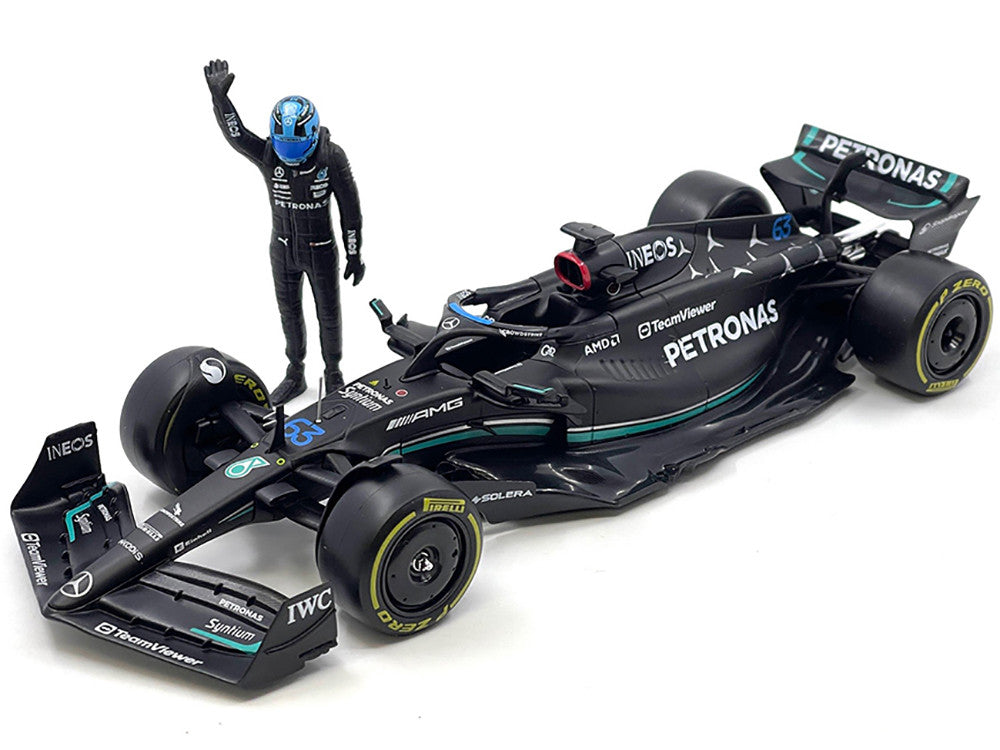Mercedes-AMG W14 E Performance #63 George Russell "Petronas" Formula One F1 World Championship (2023) with Driver Figure 1/24 Diecast Model Car by Bburago LuxuryLifeWay Online Store