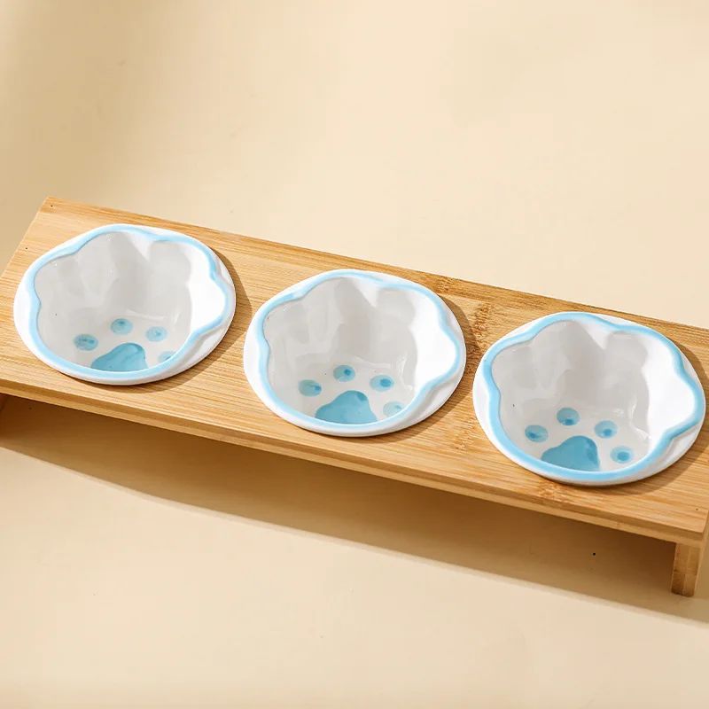 Pet Supplies Bamboo Frame Hand Colored Ceramic Protection For Cervical Vertebrae Eating Drinking Samll Cat And Dog Bowls Pets Fashion