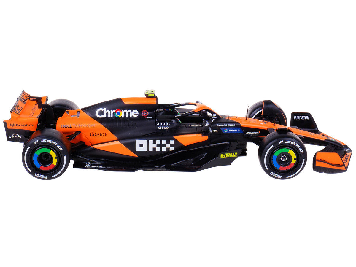 McLaren MCL38 #4 Lando Norris "OKX" Winner Formula One F1 "Miami GP" (2024) with Driver Figure "Race" Series 1/24 Diecast Model Car by Bburago LuxuryLifeWay Online Store