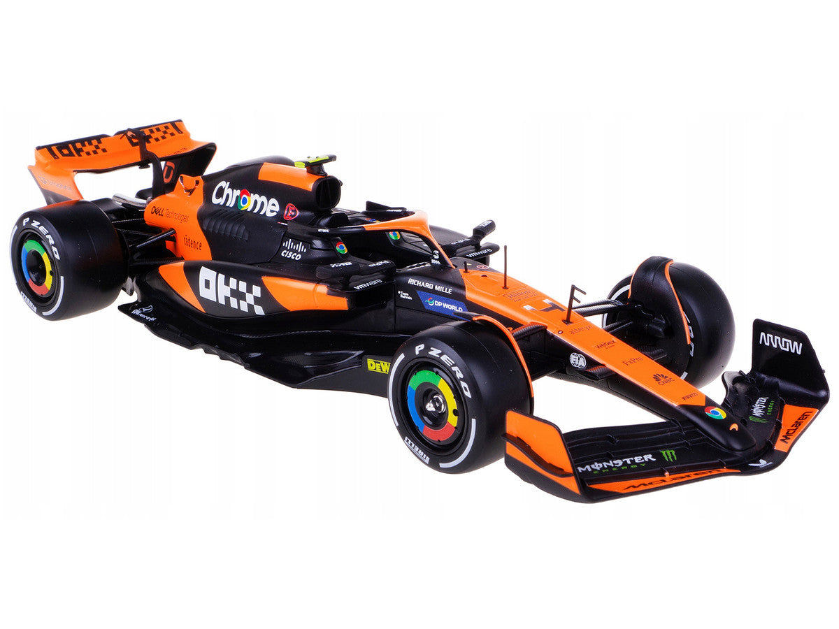 McLaren MCL38 #4 Lando Norris "OKX" Winner Formula One F1 "Miami GP" (2024) with Driver Figure "Race" Series 1/24 Diecast Model Car by Bburago LuxuryLifeWay Online Store