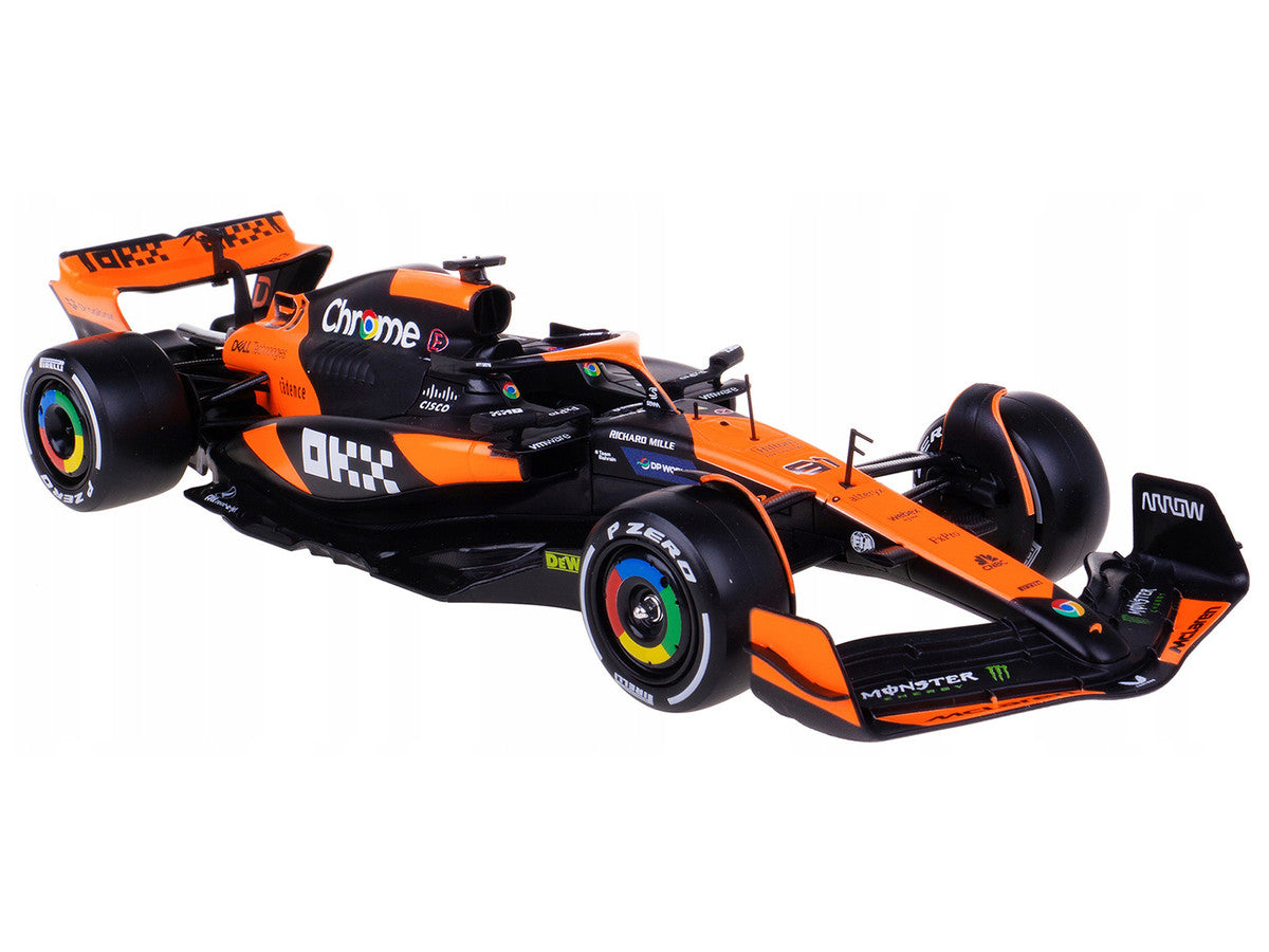 McLaren MCL38 #81 Oscar Piastri "OKX" Formula One F1 "Miami GP" (2024) with Driver Figure "Race" Series 1/24 Diecast Model Car by Bburago LuxuryLifeWay Online Store