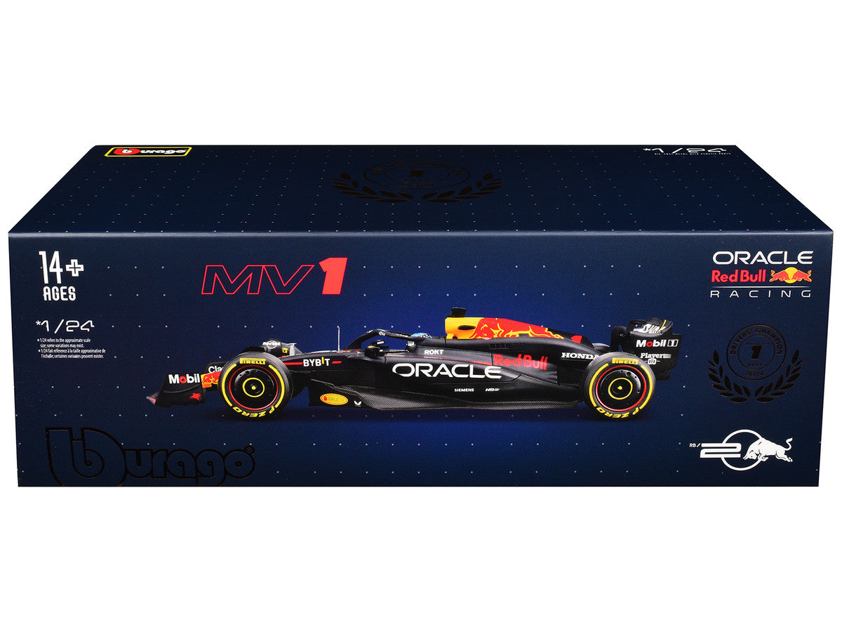 Red Bull Racing RB20 #1 Max Verstappen "Oracle" Winner Formula One F1 Championship "Drivers' Champion" (2024) with Display Case 1/24 Diecast Model Car by Bburago LuxuryLifeWay Online Store