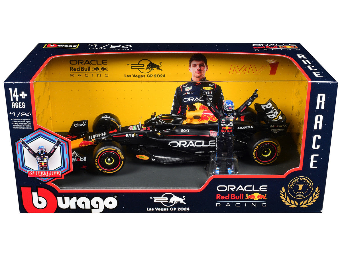 Red Bull Racing RB20 #1 Max Verstappen "Oracle" Winner Formula One F1 Championship "Drivers' Champion" (2024) with Driver Figure 1/24 Diecast Model Car by Bburago LuxuryLifeWay Online Store