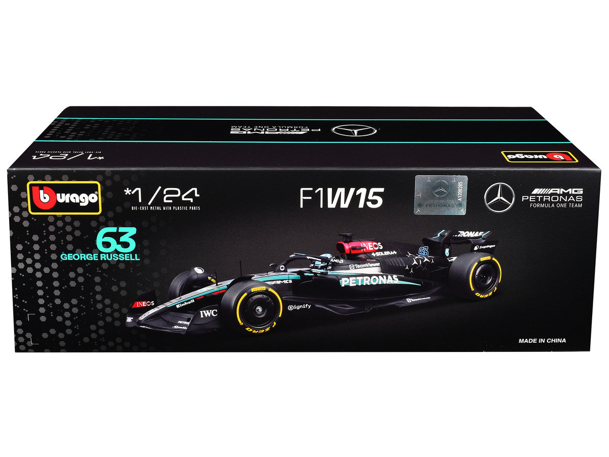 Mercedes-AMG F1 W15 E Performance #63 George Russell "Petronas" Formula One F1 "World Championship" (2024) 1/24 Diecast Model Car by Bburago LuxuryLifeWay Online Store