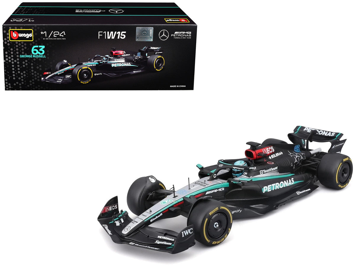 Mercedes-AMG F1 W15 E Performance #63 George Russell "Petronas" Formula One F1 "World Championship" (2024) 1/24 Diecast Model Car by Bburago LuxuryLifeWay Online Store