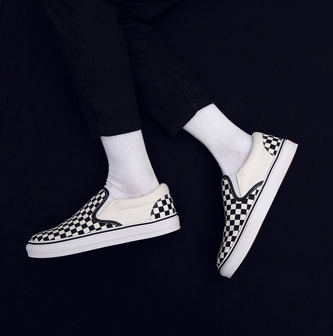 Korean version of casual wild students low to help men's shoes Harajuku ulzzang lattice one pedal men canvas shoes lazy Best YouTube Store