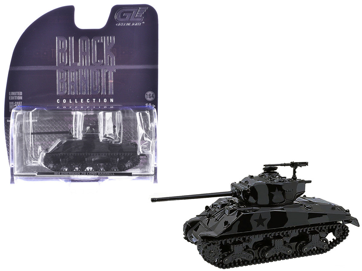 M4 Sherman 76 Long Barrell Tank Black Camouflage "Black Bandit" Series 30 1/64 Diecast Model Car by Greenlight LuxuryLifeWay Online Store