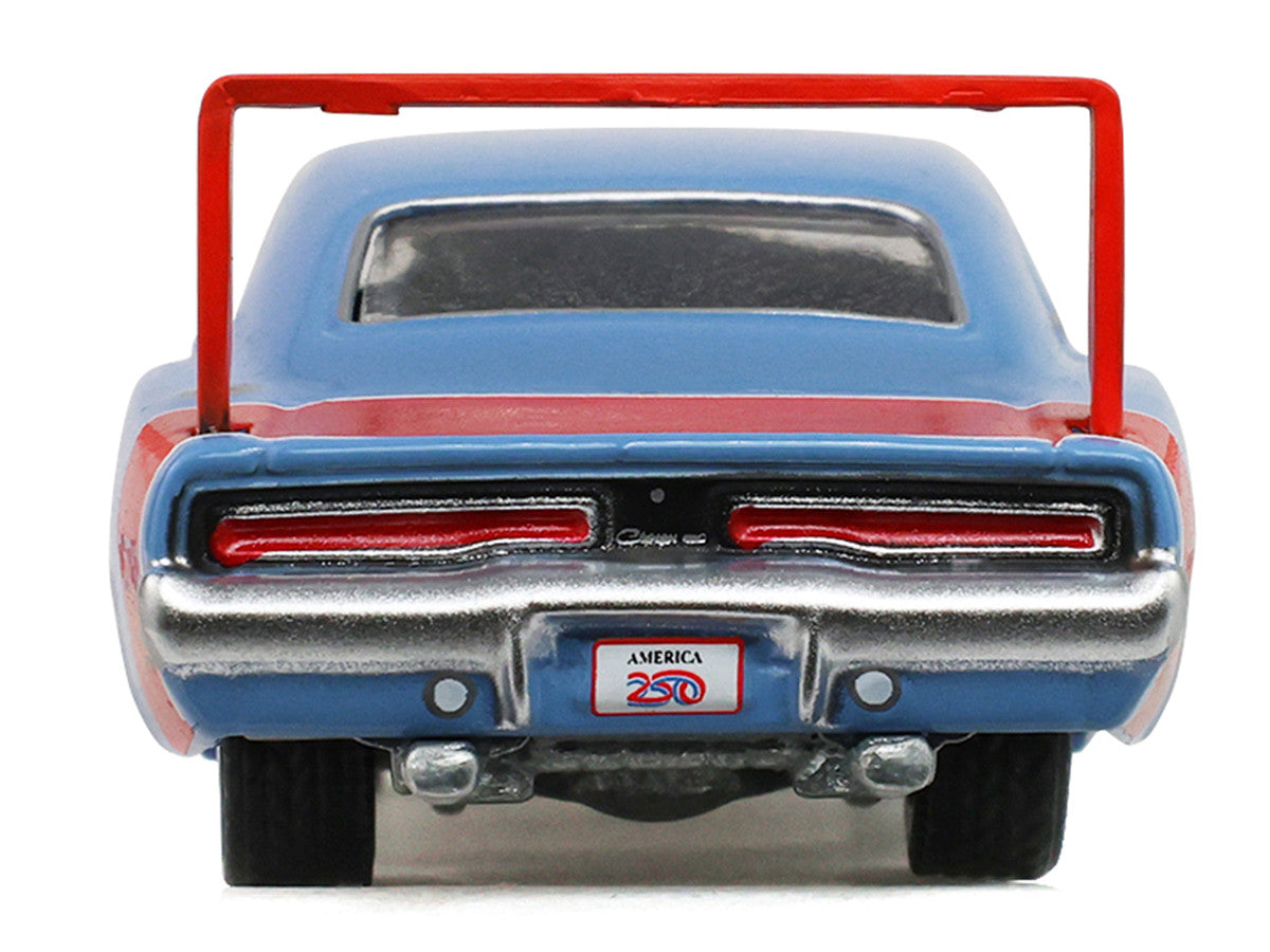 1969 Dodge Charger Daytona Blue with Red Stripes "America 250 Edition" "Anniversary Collection" Series 18 1/64 Diecast Model Car by Greenlight LuxuryLifeWay Online Store
