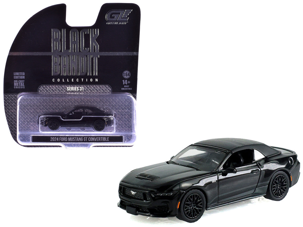 2024 Ford Mustang GT Convertible Black "Black Bandit" Series 31 1/64 Diecast Model Car by Greenlight LuxuryLifeWay Online Store