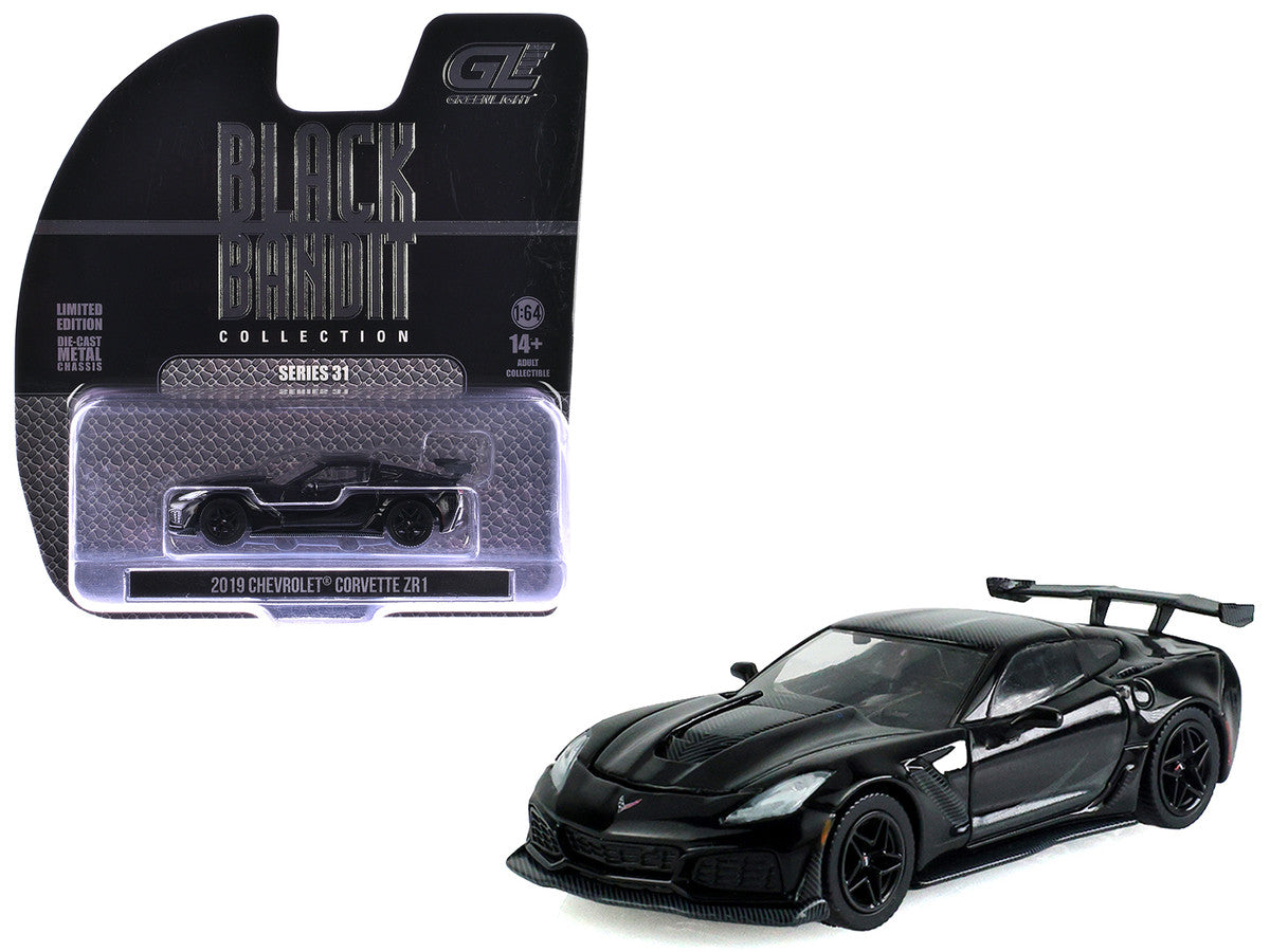 2019 Chevrolet Corvette ZR1 Black "Black Bandit" Series 31 1/64 Diecast Model Car by Greenlight LuxuryLifeWay Online Store
