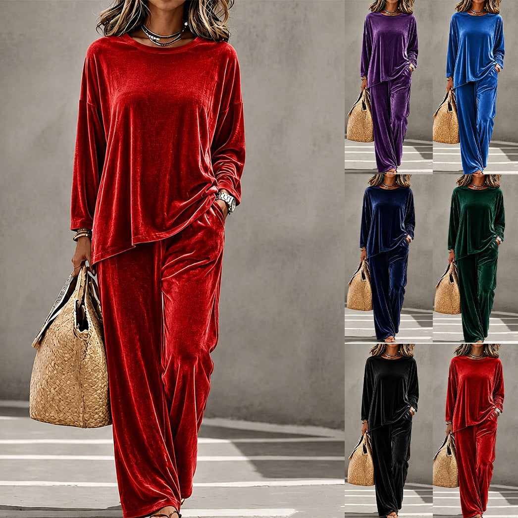 Fashionable Casual Velvet Multi-color Womens Set NorixaFashion.com