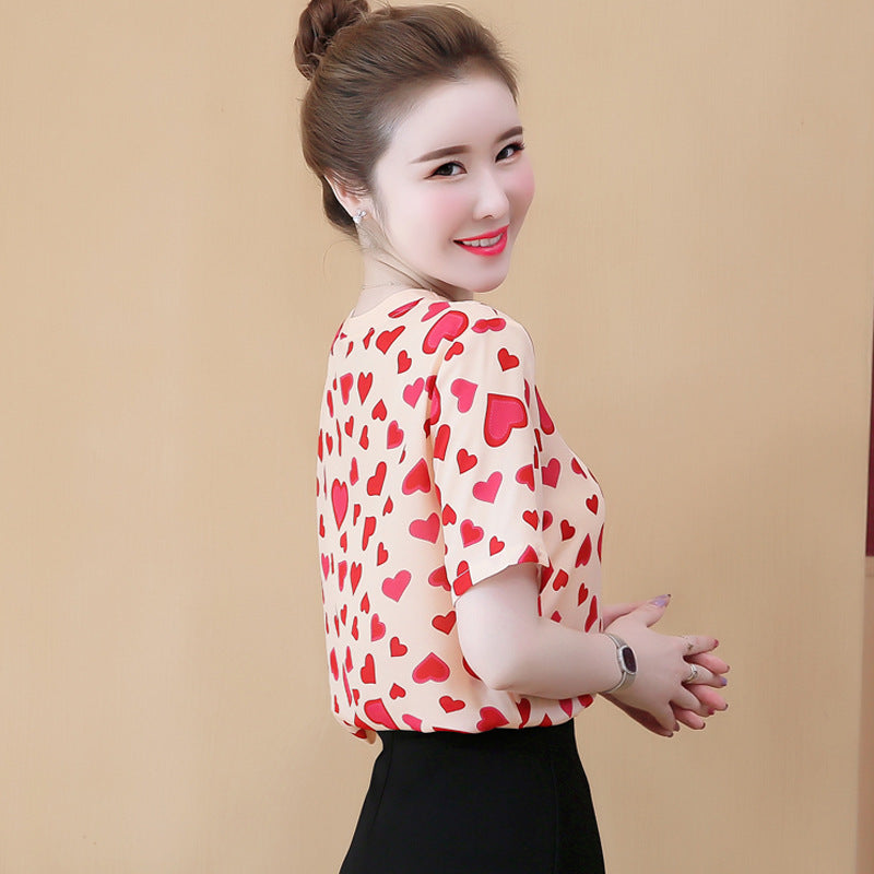 Sweet Chiffon Printed T-Shirt NorixaFashion.com