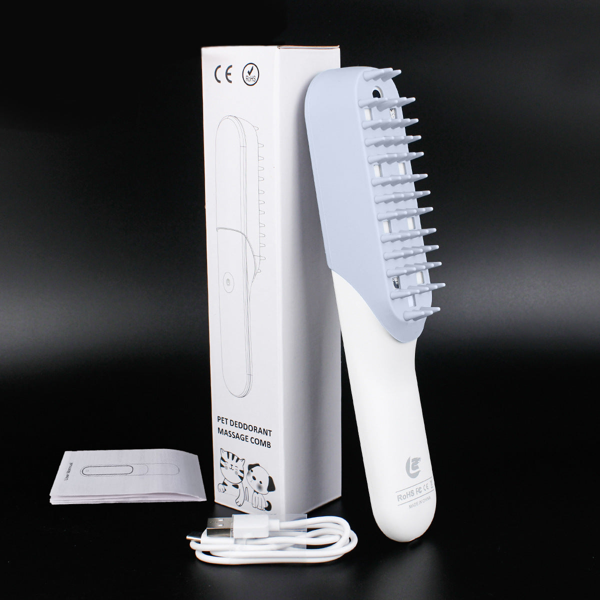 Pet Silicone Massage Brush Deodorant Sterilization Comb Handle Dog Grooming Shaving Massage Cleaning Comb Fur Remove Brush Pets Fashion