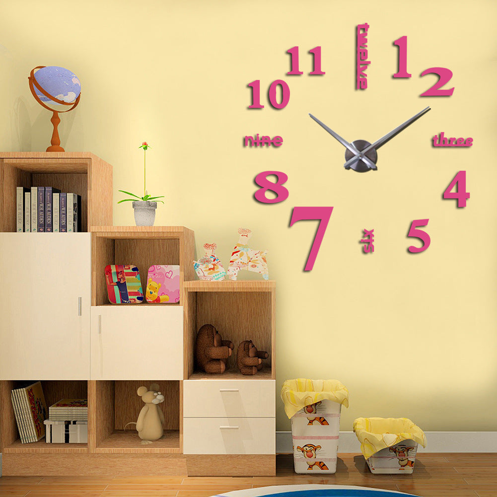 Creative acrylic mirror wall clock DIY stereo hanging PearlNestDecor.com