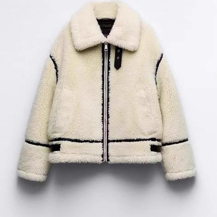 TAOP&ZA Women's Fall Winter Fleece Shearling Jacket Pi-Mart