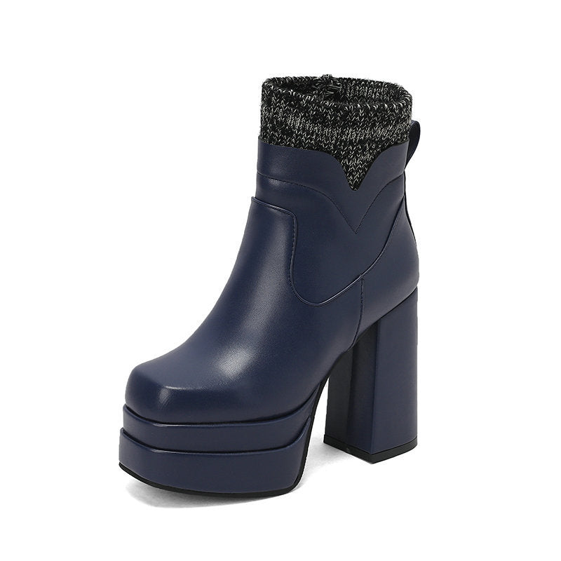 Women's Short Boots Thick Bottom Waterproof Platform Thick Heel Martin LadyShow.Store
