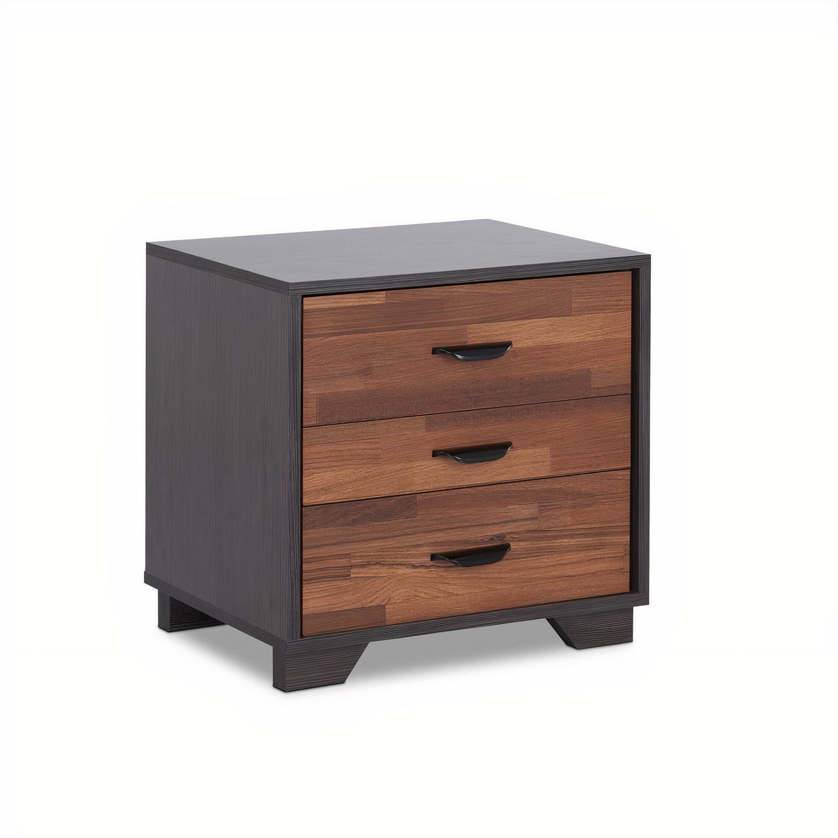 19" Espresso And Walnut Brown Three Drawer Wood Nightstand LuxuryLifeWay Online Store