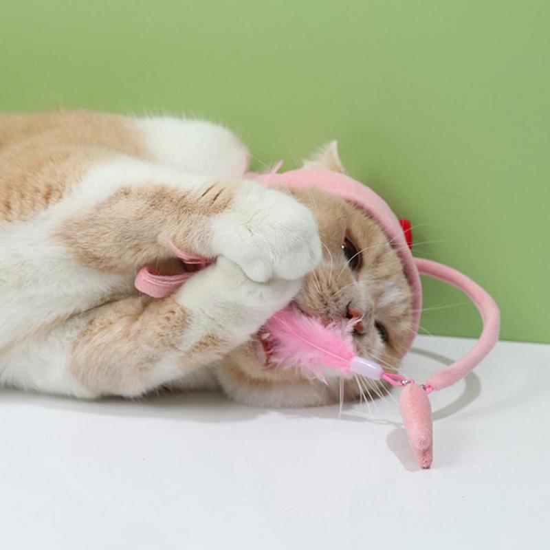 New Head Wearing Feather Funny Cat Stick Funny Cat Toy Stick Gray Big Eye Pet Toys Pet Products Pets Fashion