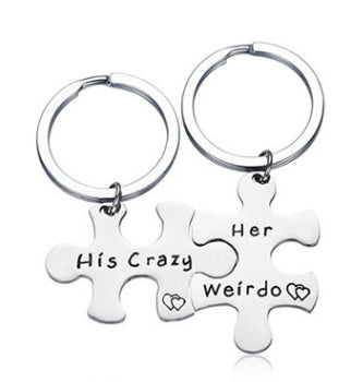 2PCs His Crazy Her Weirdo Couples Keychains Set LadyShow.Store